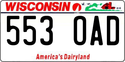 WI license plate 553OAD