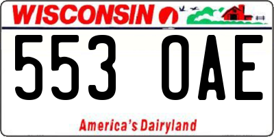 WI license plate 553OAE