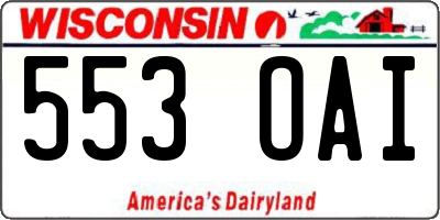 WI license plate 553OAI