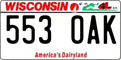 WI license plate 553OAK