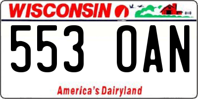 WI license plate 553OAN