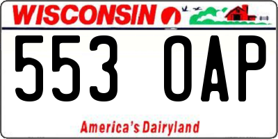 WI license plate 553OAP