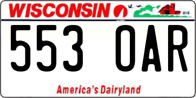 WI license plate 553OAR