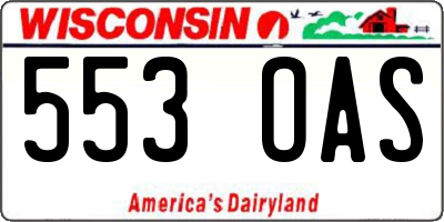 WI license plate 553OAS