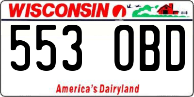 WI license plate 553OBD