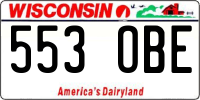 WI license plate 553OBE
