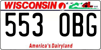 WI license plate 553OBG
