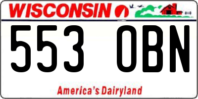 WI license plate 553OBN