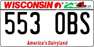 WI license plate 553OBS