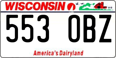 WI license plate 553OBZ