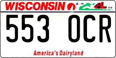 WI license plate 553OCR