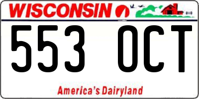 WI license plate 553OCT