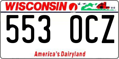 WI license plate 553OCZ