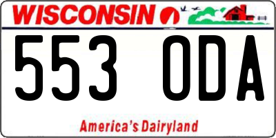 WI license plate 553ODA