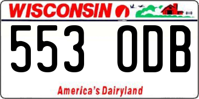 WI license plate 553ODB