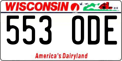 WI license plate 553ODE