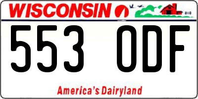 WI license plate 553ODF