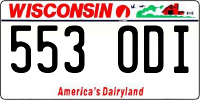WI license plate 553ODI