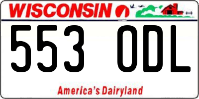 WI license plate 553ODL