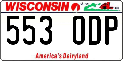 WI license plate 553ODP