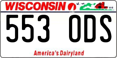 WI license plate 553ODS