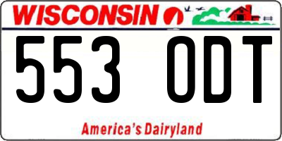 WI license plate 553ODT