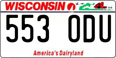 WI license plate 553ODU