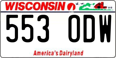 WI license plate 553ODW