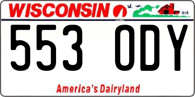WI license plate 553ODY