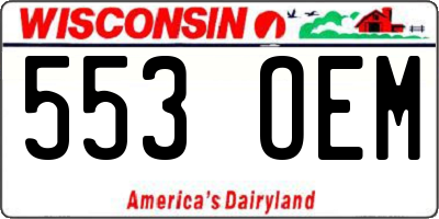 WI license plate 553OEM