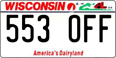 WI license plate 553OFF