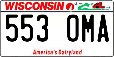 WI license plate 553OMA