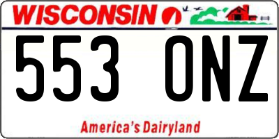 WI license plate 553ONZ