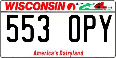 WI license plate 553OPY