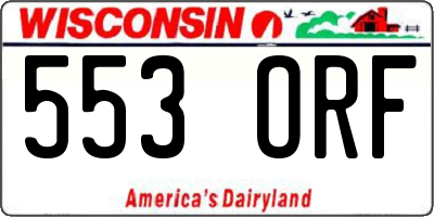 WI license plate 553ORF