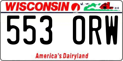 WI license plate 553ORW