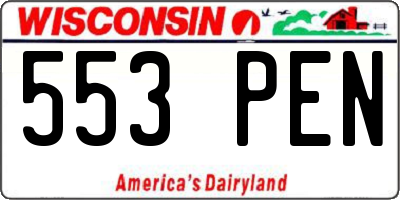 WI license plate 553PEN