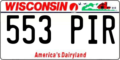 WI license plate 553PIR