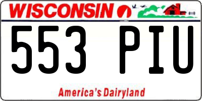 WI license plate 553PIU