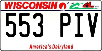 WI license plate 553PIV