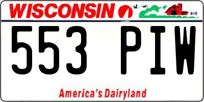 WI license plate 553PIW