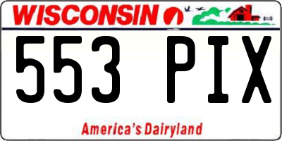 WI license plate 553PIX