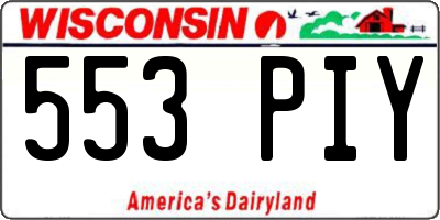 WI license plate 553PIY