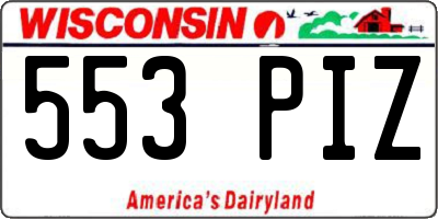 WI license plate 553PIZ