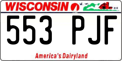 WI license plate 553PJF