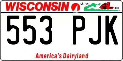 WI license plate 553PJK