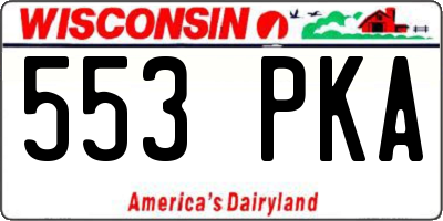WI license plate 553PKA