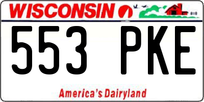 WI license plate 553PKE