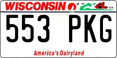 WI license plate 553PKG