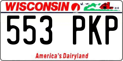 WI license plate 553PKP